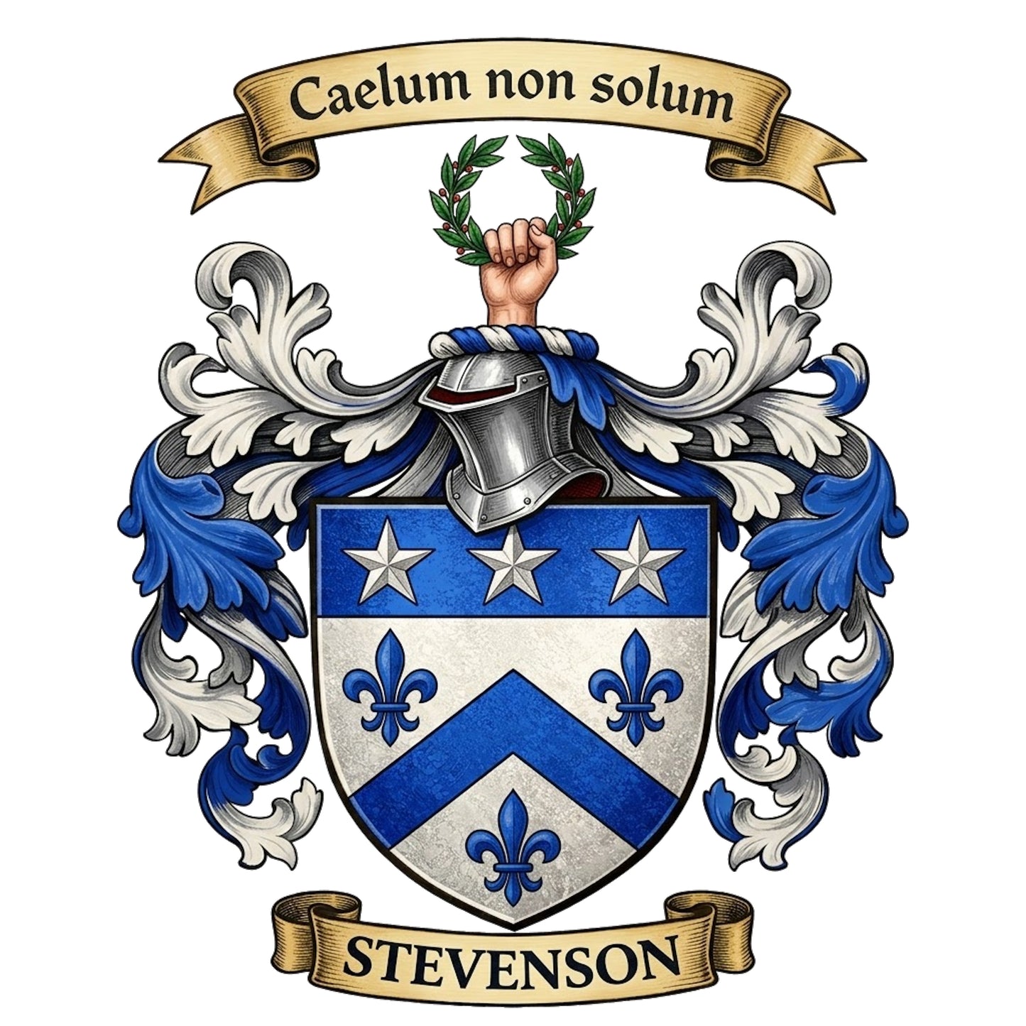 The Stevenson Family Coat of Arms digital download: Includes Color PNG, B&W PNG, and SVG vector files