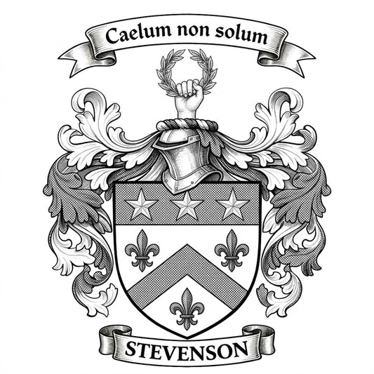 The Stevenson Family Coat of Arms digital download: Includes Color PNG, B&W PNG, and SVG vector files