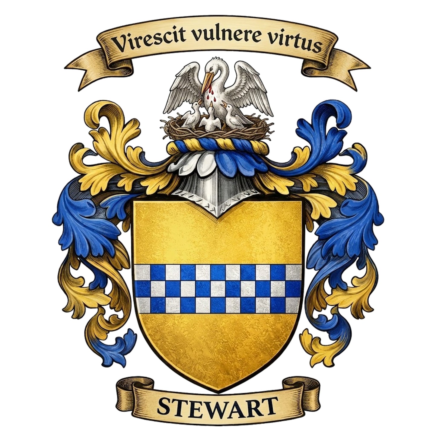The Stewart Family Coat of Arms digital download: Includes Color PNG, B&W PNG, and SVG vector files