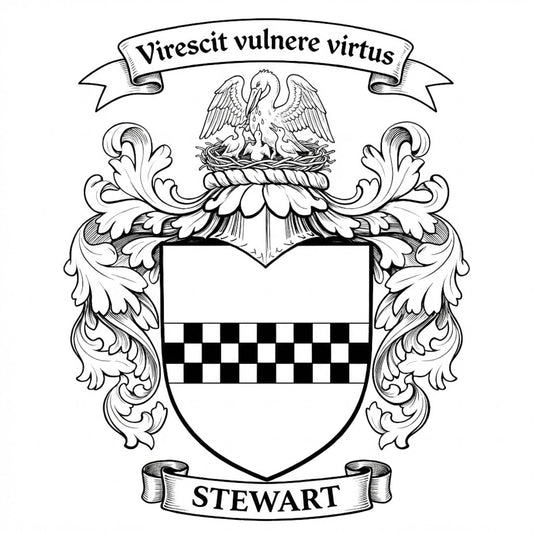 The Stewart Family Coat of Arms digital download: Includes Color PNG, B&W PNG, and SVG vector files
