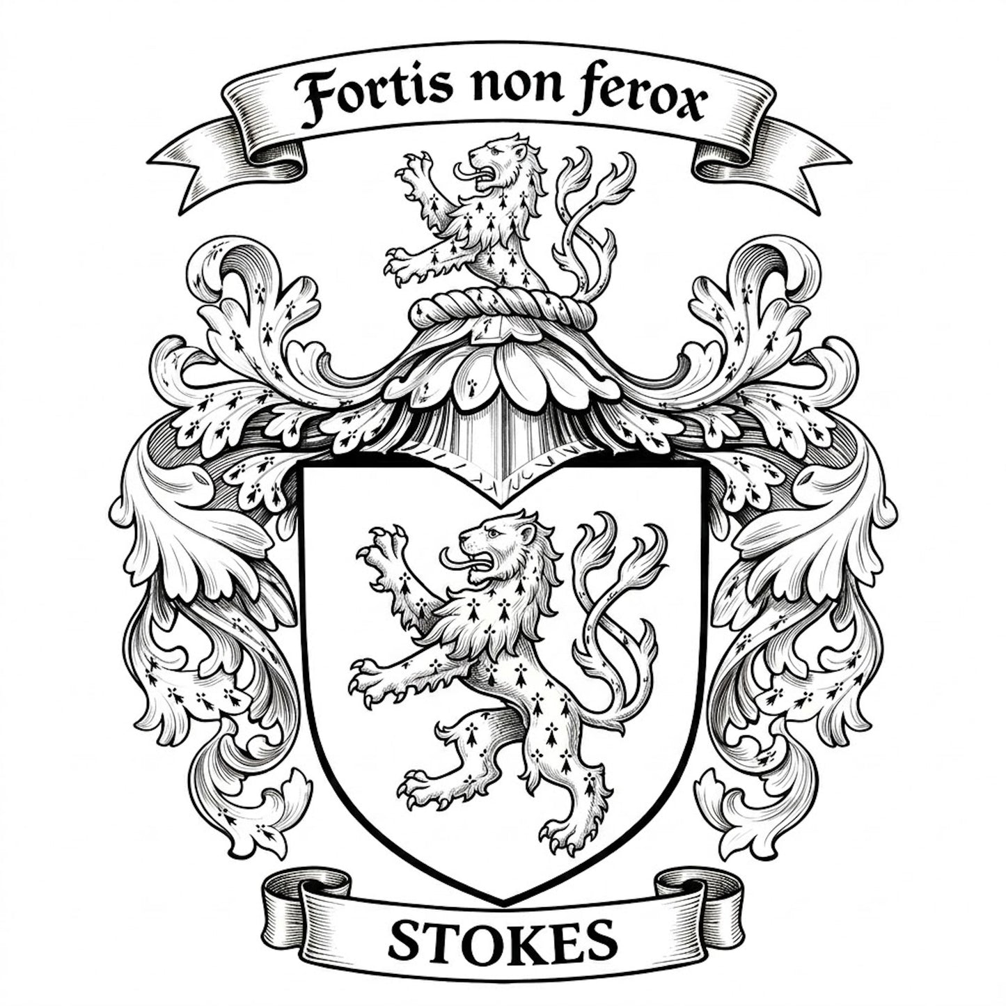 The Stokes Family Coat of Arms digital download: Includes Color PNG, B&W PNG, and SVG vector files