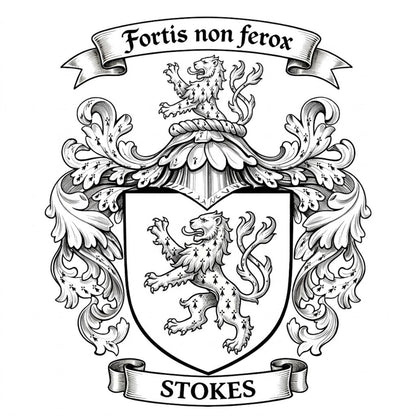 The Stokes Family Coat of Arms digital download: Includes Color PNG, B&W PNG, and SVG vector files