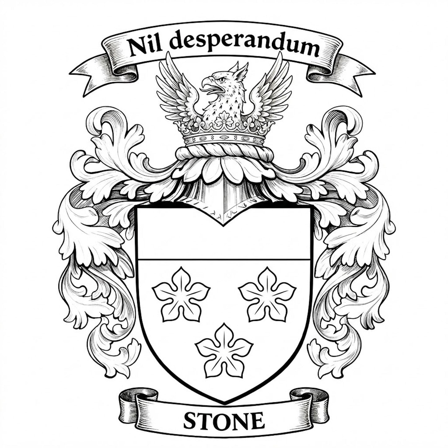 The Stone Family Coat of Arms digital download: Includes Color PNG, B&W PNG, and SVG vector files