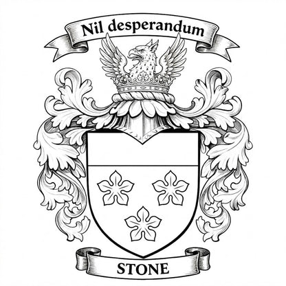 The Stone Family Coat of Arms digital download: Includes Color PNG, B&W PNG, and SVG vector files