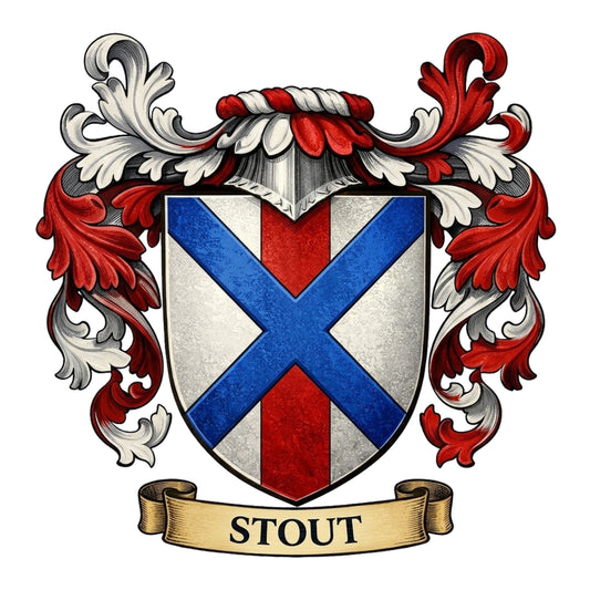 The Stout Family Coat of Arms digital download: Includes Color PNG, B&W PNG, and SVG vector files