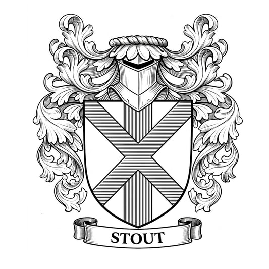 The Stout Family Coat of Arms digital download: Includes Color PNG, B&W PNG, and SVG vector files