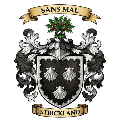 The Strickland Family Coat of Arms digital download: Includes Color PNG, B&W PNG, and SVG vector files