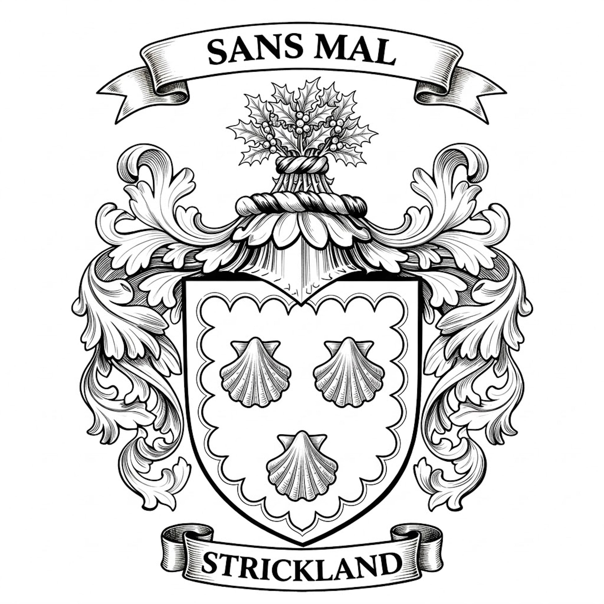 The Strickland Family Coat of Arms digital download: Includes Color PNG, B&W PNG, and SVG vector files