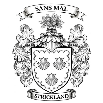 The Strickland Family Coat of Arms digital download: Includes Color PNG, B&W PNG, and SVG vector files