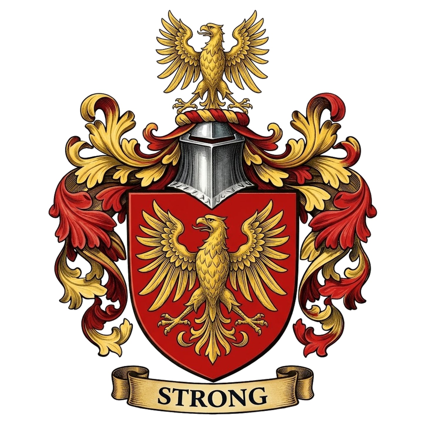 The Strong Family Coat of Arms digital download: Includes Color PNG, B&W PNG, and SVG vector files