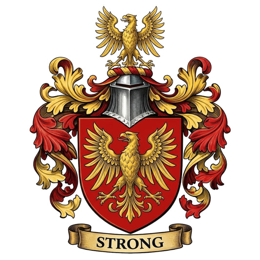 The Strong Family Coat of Arms digital download: Includes Color PNG, B&W PNG, and SVG vector files