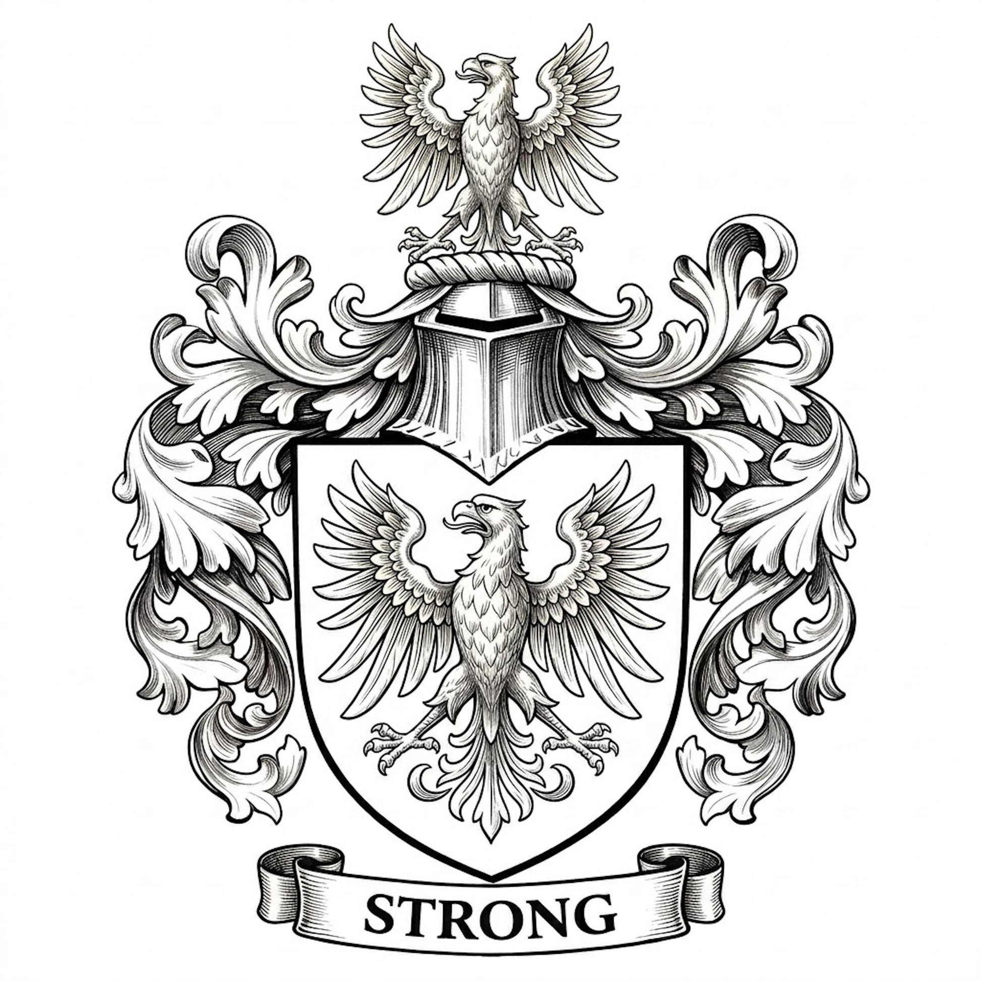 The Strong Family Coat of Arms digital download: Includes Color PNG, B&W PNG, and SVG vector files