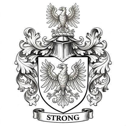 The Strong Family Coat of Arms digital download: Includes Color PNG, B&W PNG, and SVG vector files