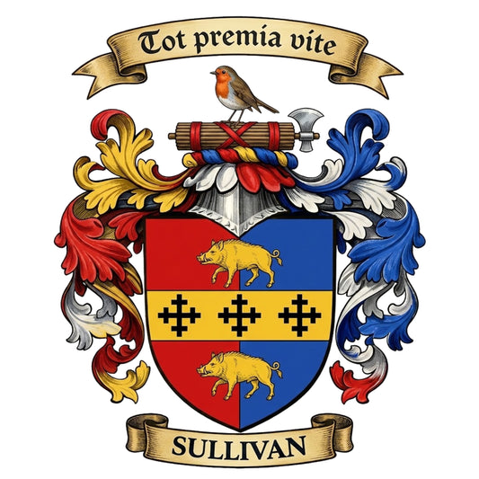 The Sullivan Family Coat of Arms digital download: Includes Color PNG, B&W PNG, and SVG vector files