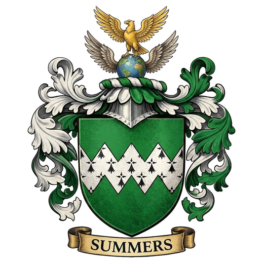 The Summers Family Coat of Arms digital download: Includes Color PNG, B&W PNG, and SVG vector files
