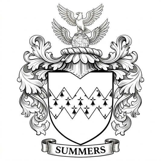The Summers Family Coat of Arms digital download: Includes Color PNG, B&W PNG, and SVG vector files