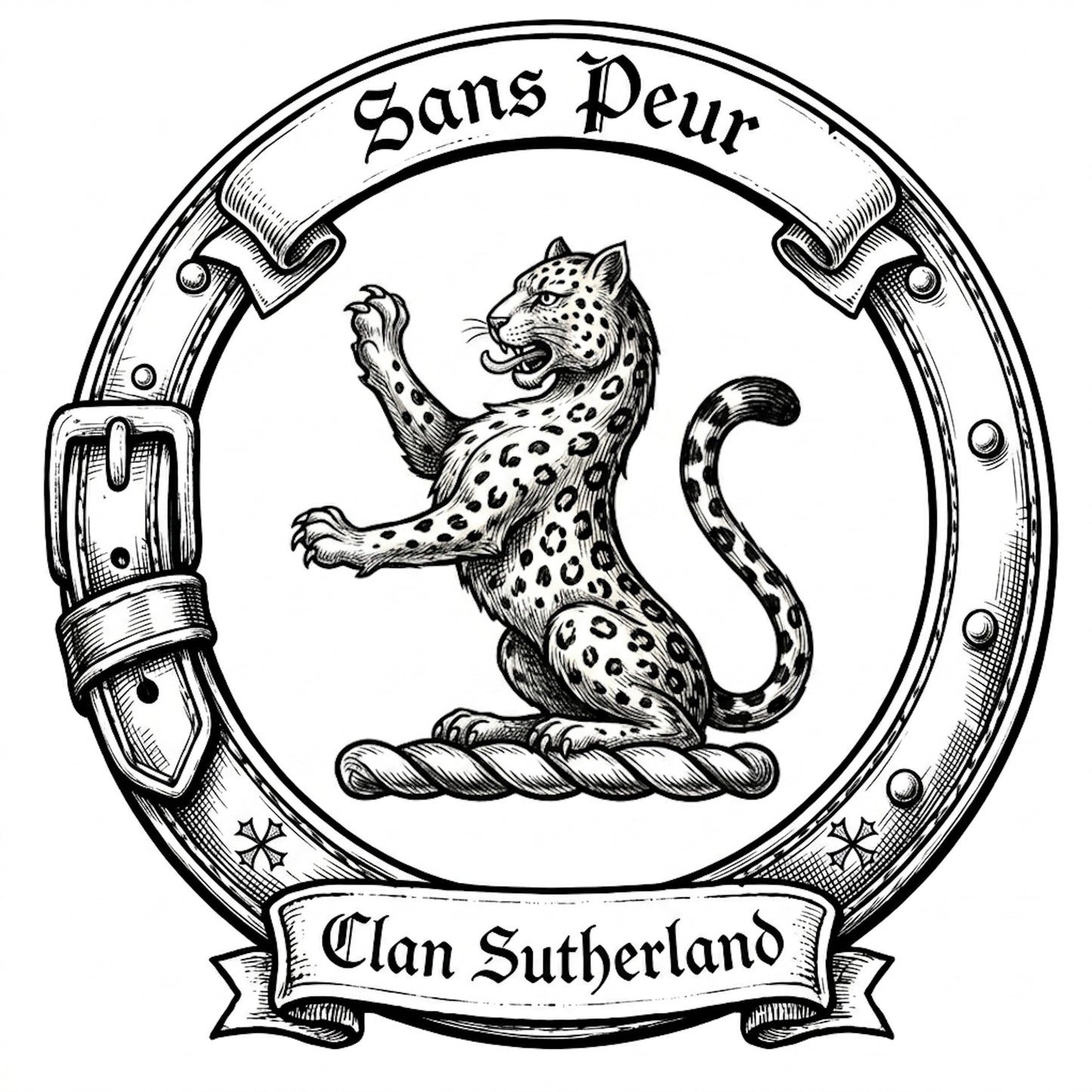 Clan Sutherland Crest digital download: Includes Color PNG, B&W PNG, and SVG vector files