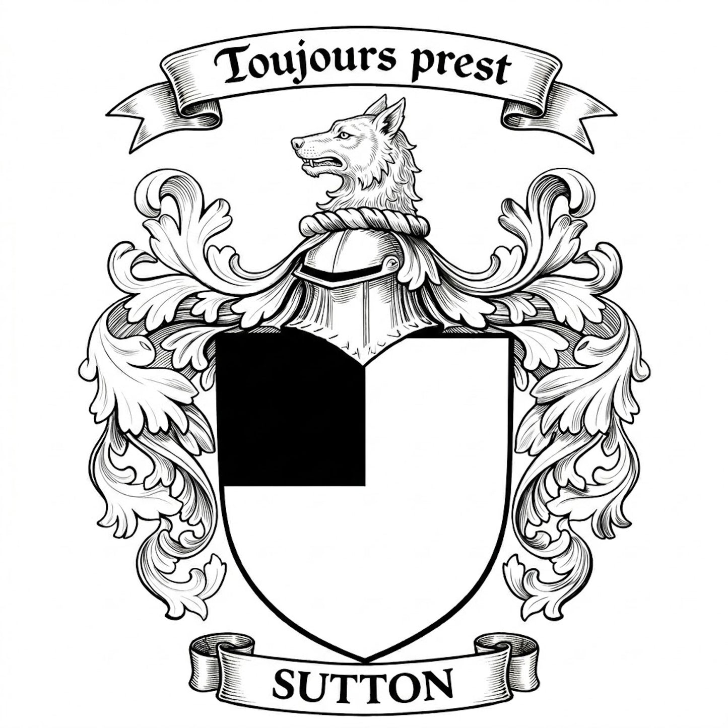 The Sutton Family Coat of Arms digital download: Includes Color PNG, B&W PNG, and SVG vector files