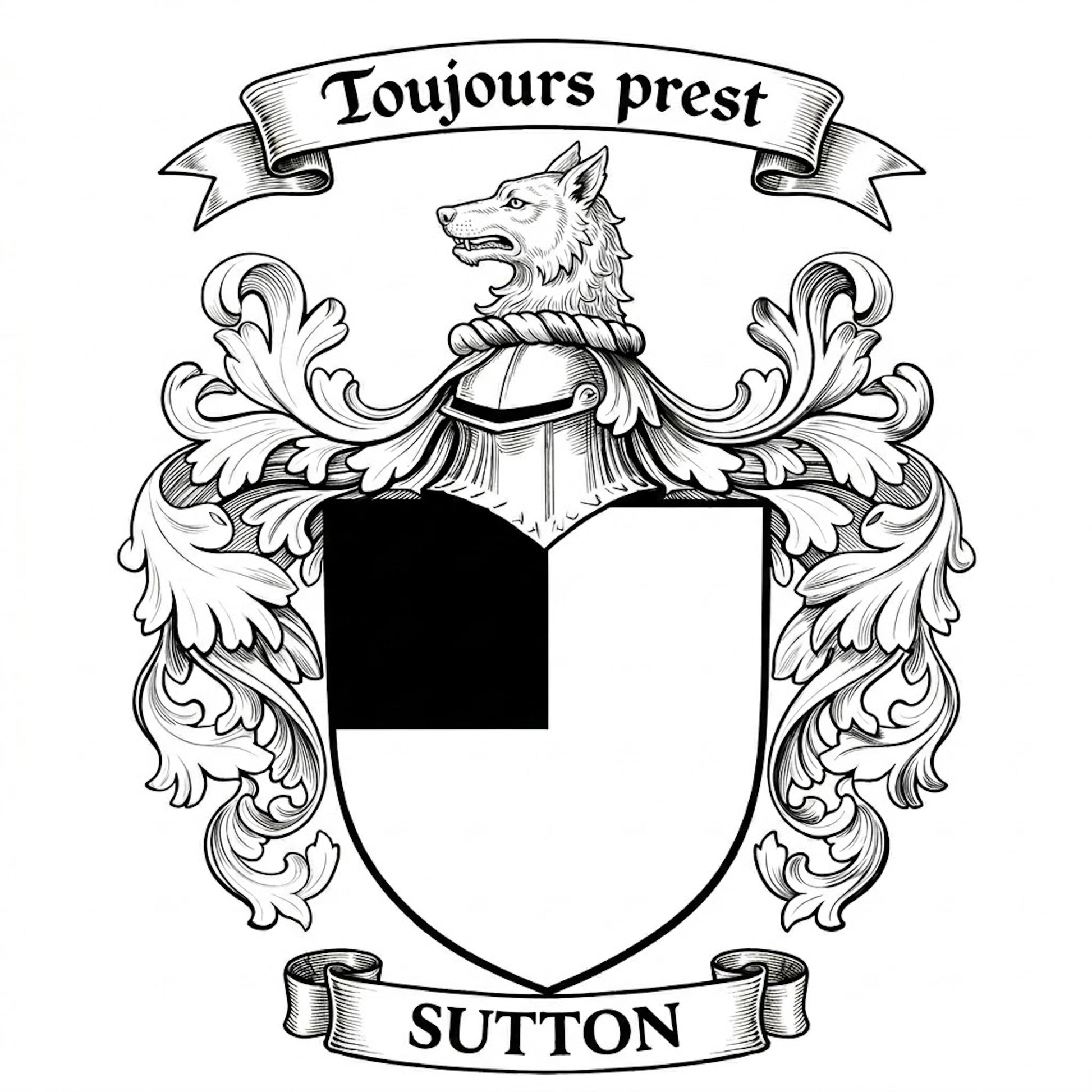 The Sutton Family Coat of Arms digital download: Includes Color PNG, B&W PNG, and SVG vector files