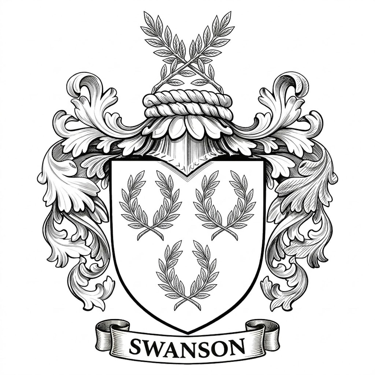 The Swanson Family Coat of Arms digital download: Includes Color PNG, B&W PNG, and SVG vector files