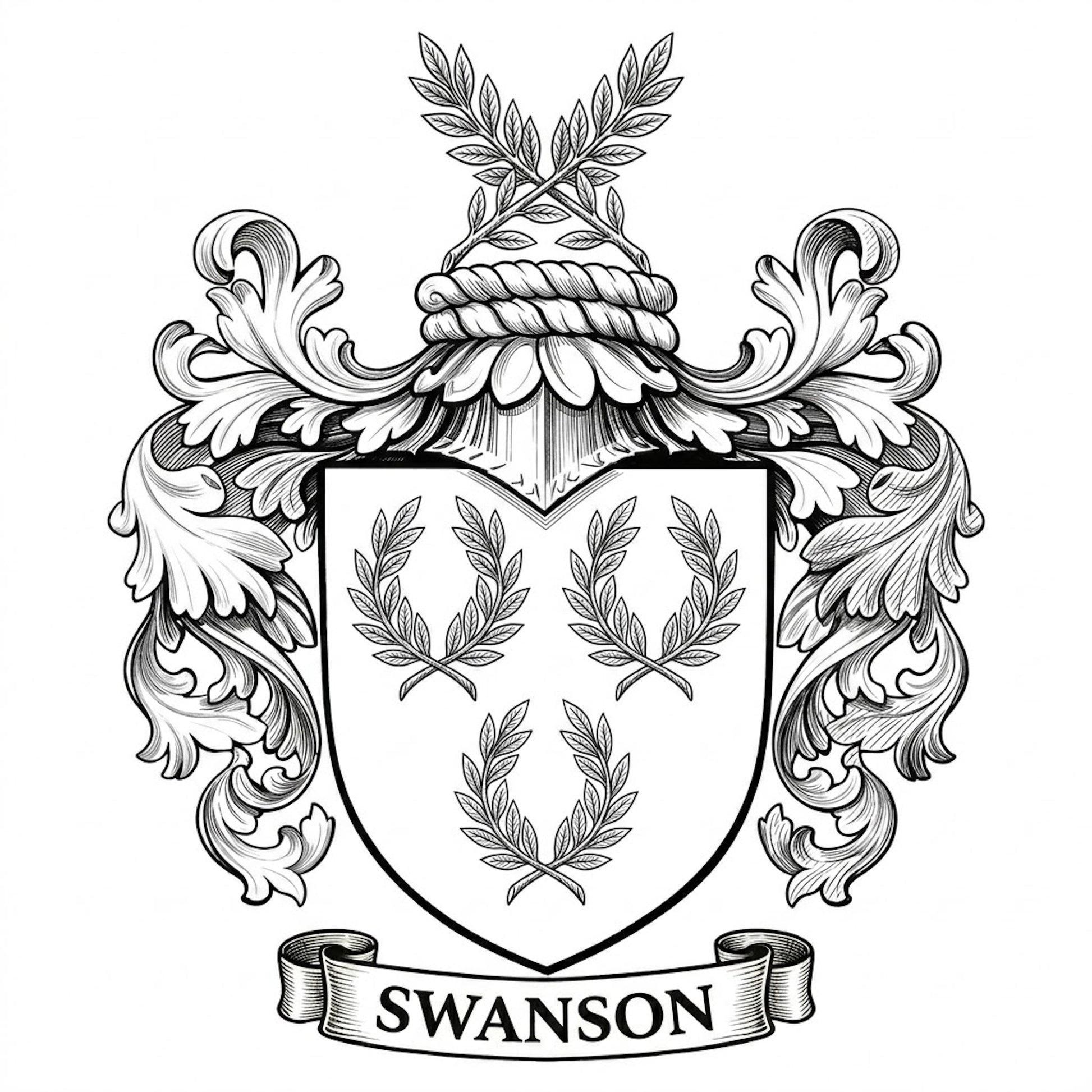 The Swanson Family Coat of Arms digital download: Includes Color PNG, B&W PNG, and SVG vector files