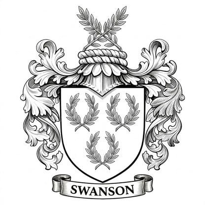 The Swanson Family Coat of Arms digital download: Includes Color PNG, B&W PNG, and SVG vector files