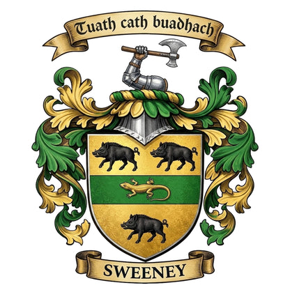 The Sweeney Family Coat of Arms digital download: Includes Color PNG, B&W PNG, and SVG vector files