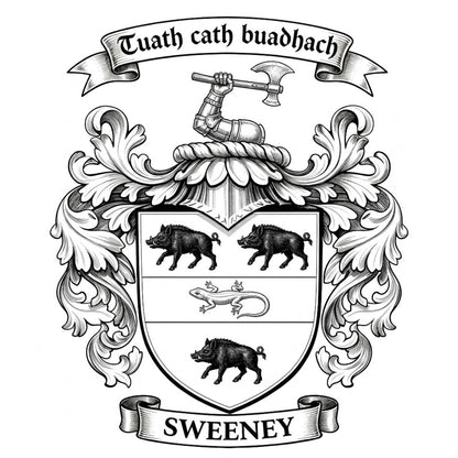 The Sweeney Family Coat of Arms digital download: Includes Color PNG, B&W PNG, and SVG vector files