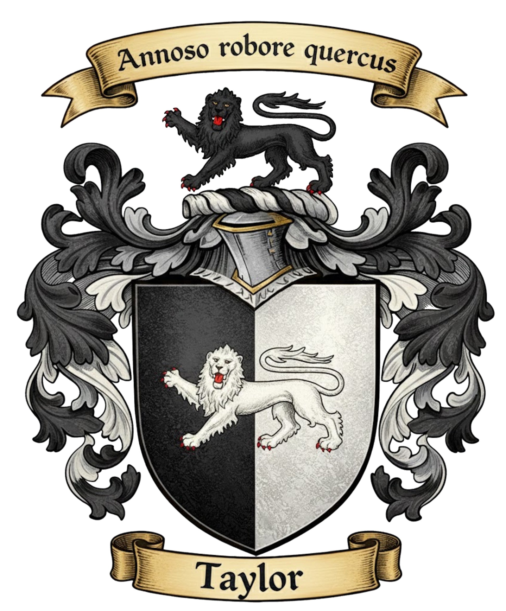 The Taylor Family Coat of Arms digital download: Includes Color PNG, B&W PNG, and SVG vector files