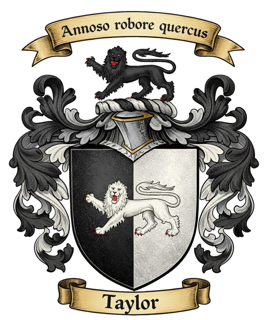 The Taylor Family Coat of Arms digital download: Includes Color PNG, B&W PNG, and SVG vector files