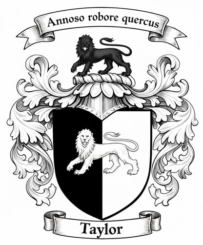 The Taylor Family Coat of Arms digital download: Includes Color PNG, B&W PNG, and SVG vector files