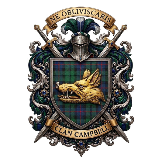 Clan Campbell Crest digital download: Includes Color PNG, B&W PNG, and SVG vector files