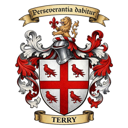 The Terry Family Coat of Arms digital download: Includes Color PNG, B&W PNG, and SVG vector files