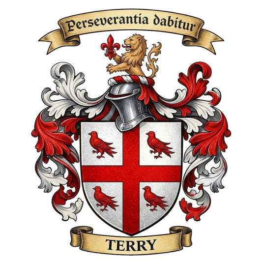The Terry Family Coat of Arms digital download: Includes Color PNG, B&W PNG, and SVG vector files