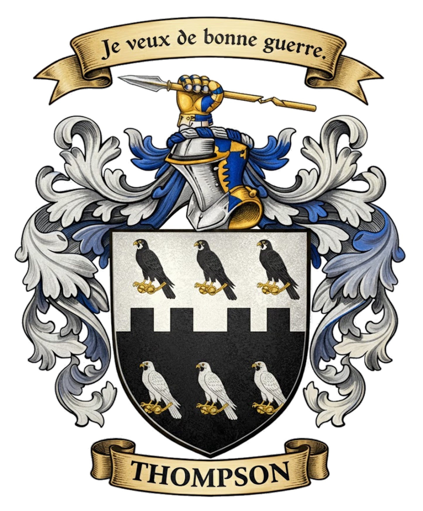 The Thompson Family Coat of Arms digital download: Includes Color PNG, B&W PNG, and SVG vector files