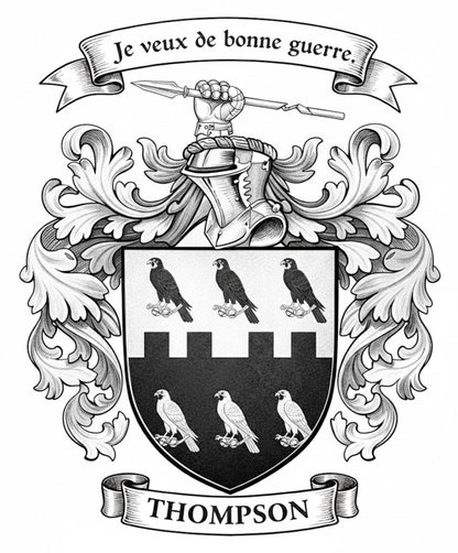 The Thompson Family Coat of Arms digital download: Includes Color PNG, B&W PNG, and SVG vector files