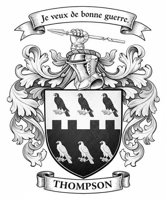 The Thompson Family Coat of Arms digital download: Includes Color PNG, B&W PNG, and SVG vector files