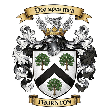 The Thornton Family Coat of Arms digital download: Includes Color PNG, B&W PNG, and SVG vector files