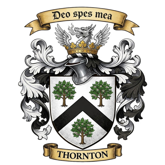 The Thornton Family Coat of Arms digital download: Includes Color PNG, B&W PNG, and SVG vector files