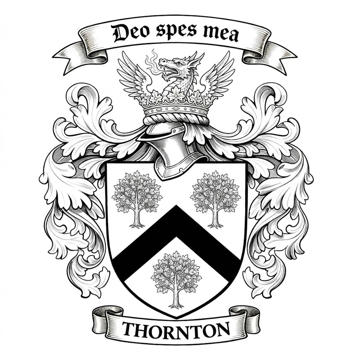 The Thornton Family Coat of Arms digital download: Includes Color PNG, B&W PNG, and SVG vector files