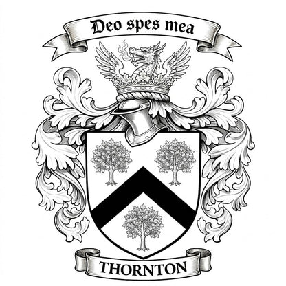 The Thornton Family Coat of Arms digital download: Includes Color PNG, B&W PNG, and SVG vector files
