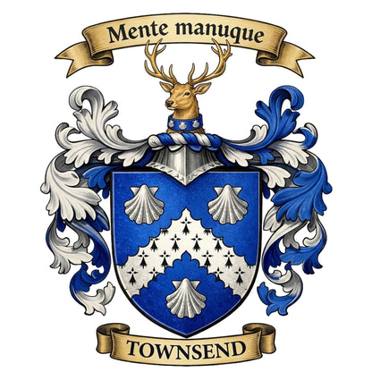 The Townsend Family Coat of Arms digital download: Includes Color PNG, B&W PNG, and SVG vector files