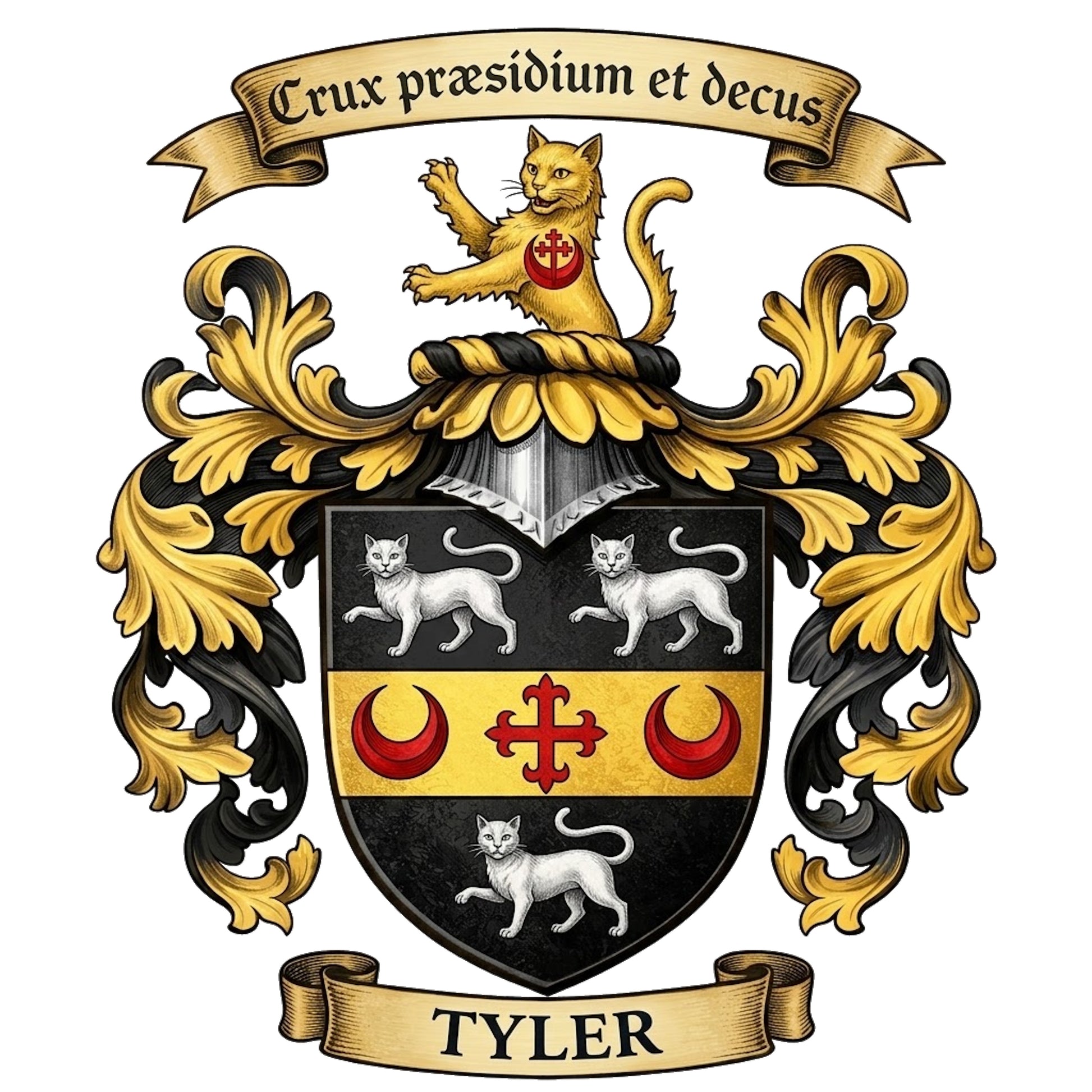 The Tyler Family Coat of Arms digital download: Includes Color PNG, B&W PNG, and SVG vector files