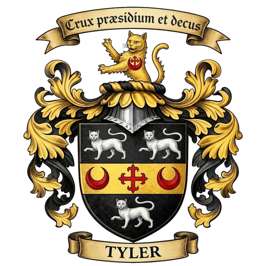 The Tyler Family Coat of Arms digital download: Includes Color PNG, B&W PNG, and SVG vector files