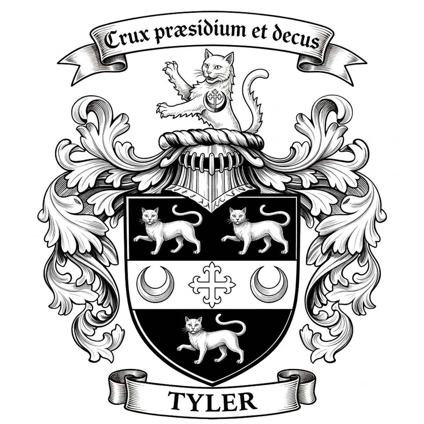 The Tyler Family Coat of Arms digital download: Includes Color PNG, B&W PNG, and SVG vector files