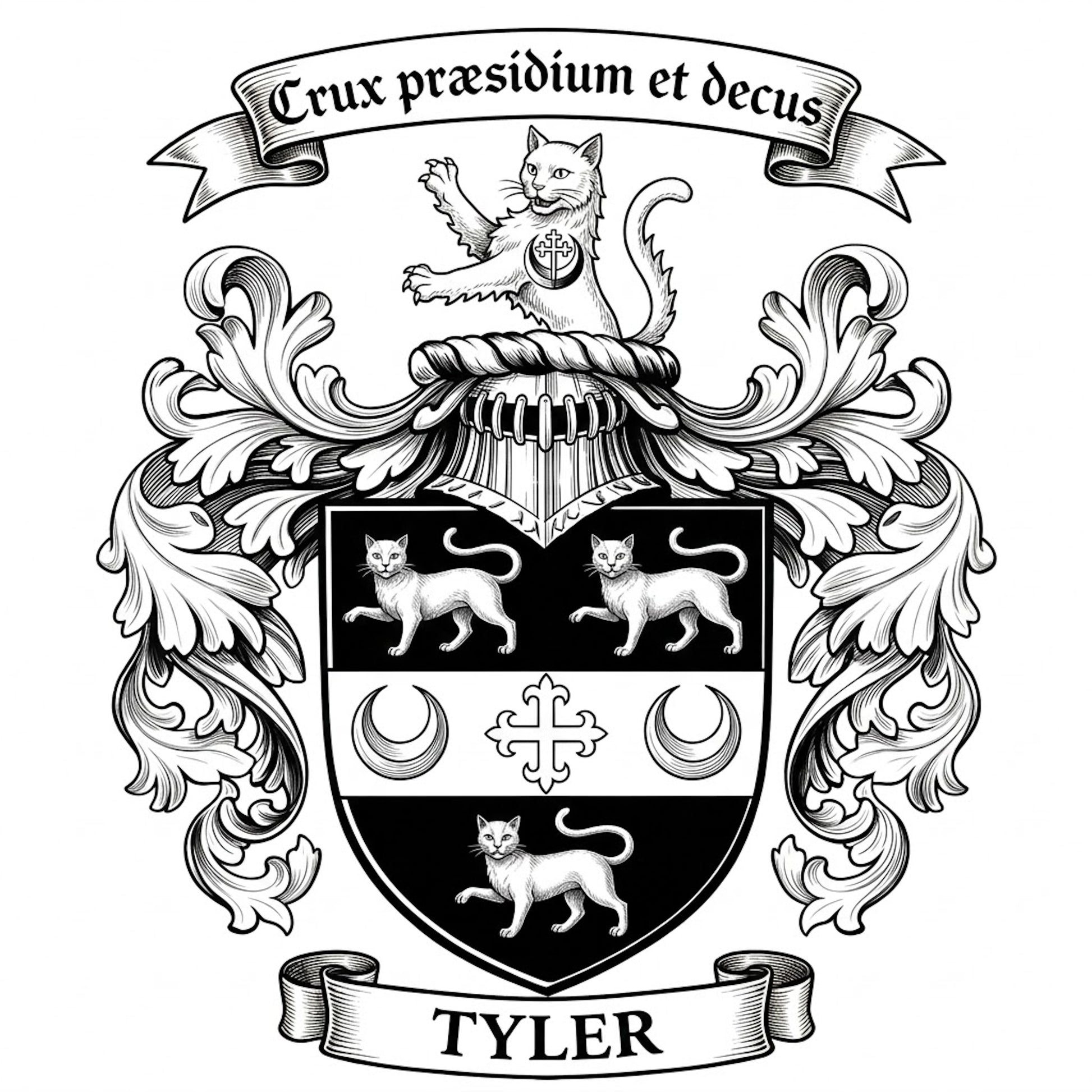 The Tyler Family Coat of Arms digital download: Includes Color PNG, B&W PNG, and SVG vector files