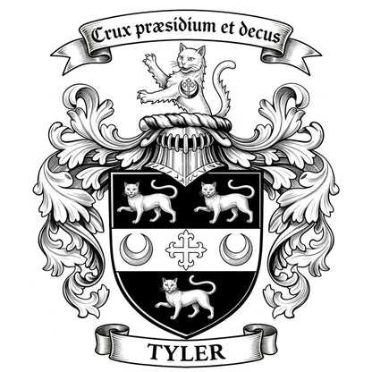 The Tyler Family Coat of Arms digital download: Includes Color PNG, B&W PNG, and SVG vector files