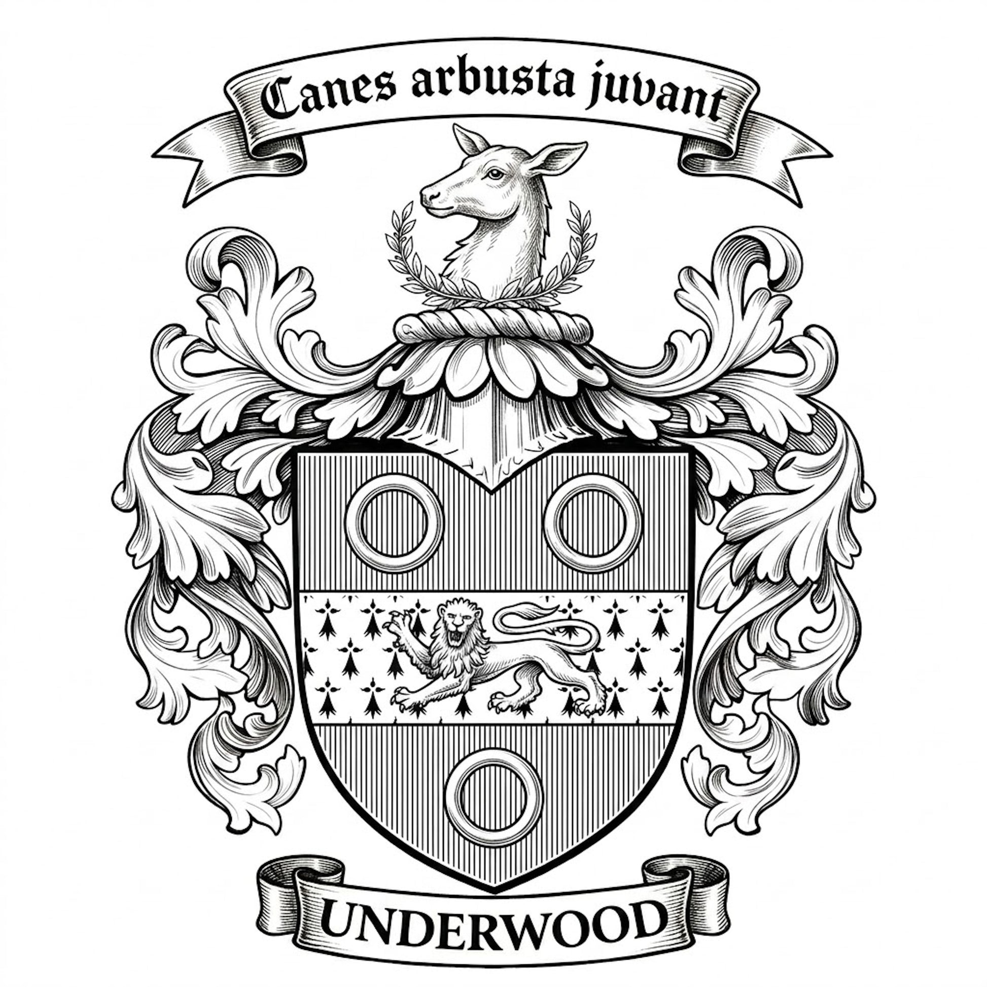 The Underwood Family Coat of Arms digital download: Includes Color PNG, B&W PNG, and SVG vector files