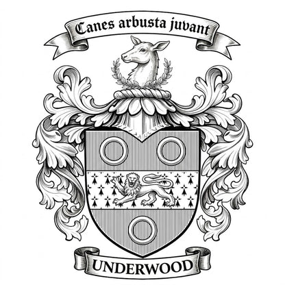 The Underwood Family Coat of Arms digital download: Includes Color PNG, B&W PNG, and SVG vector files