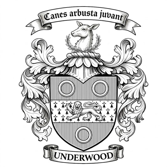 The Underwood Family Coat of Arms digital download: Includes Color PNG, B&W PNG, and SVG vector files